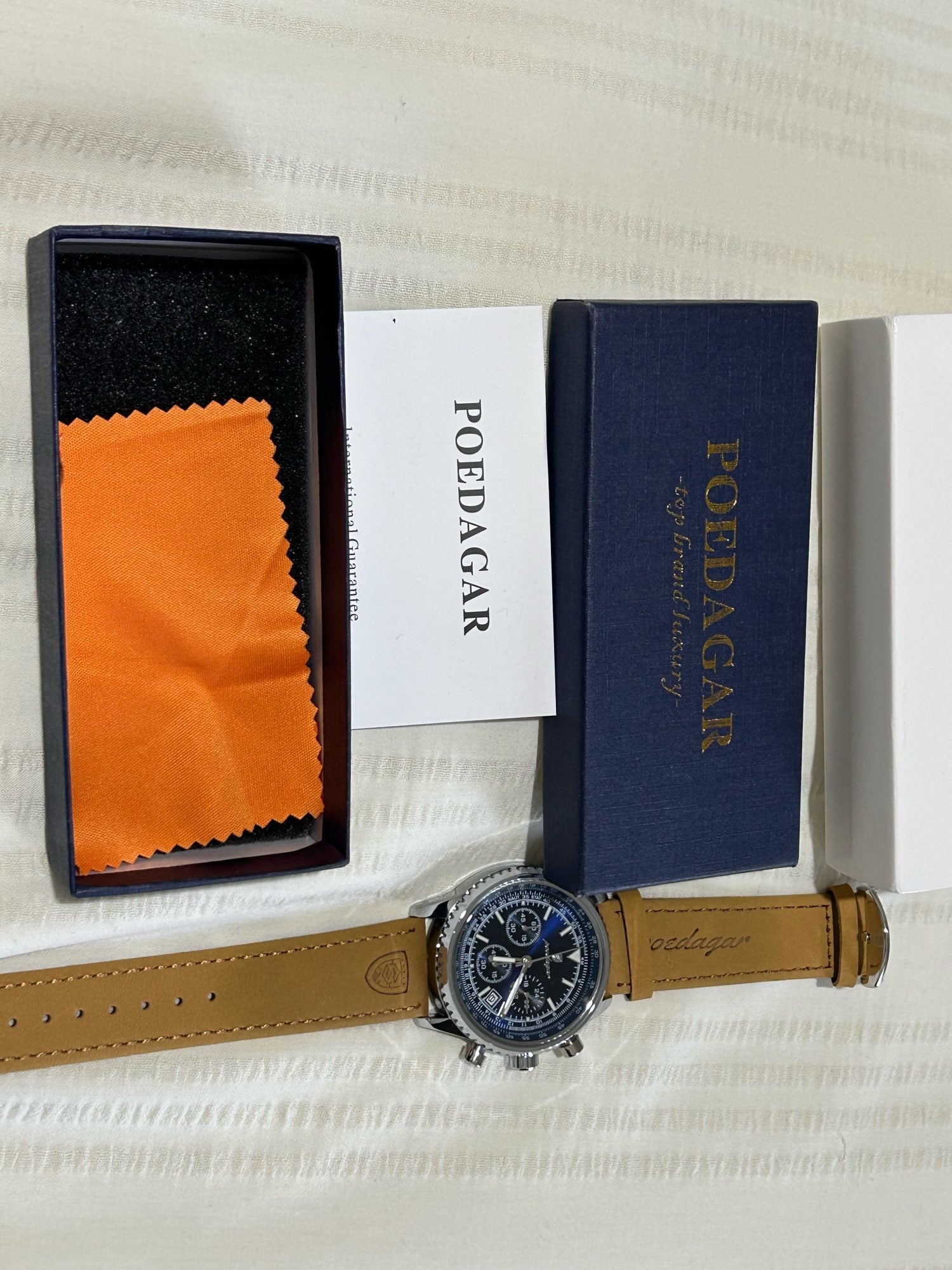 POEDAGAR Luxury Man Watch Quartz Waterproof Luminous Date Chronograph Leather Men Wristwatch Military Sports Men's Watches Reloj