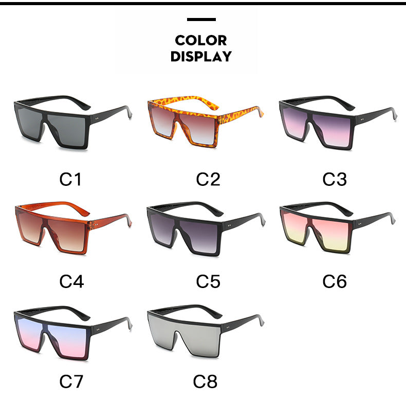 2023 Vintage Male Flat Top Sunglasses Men Brand Black Square Shades UV400 Gradient Sun Glasses For Women Cool One Piece Designer