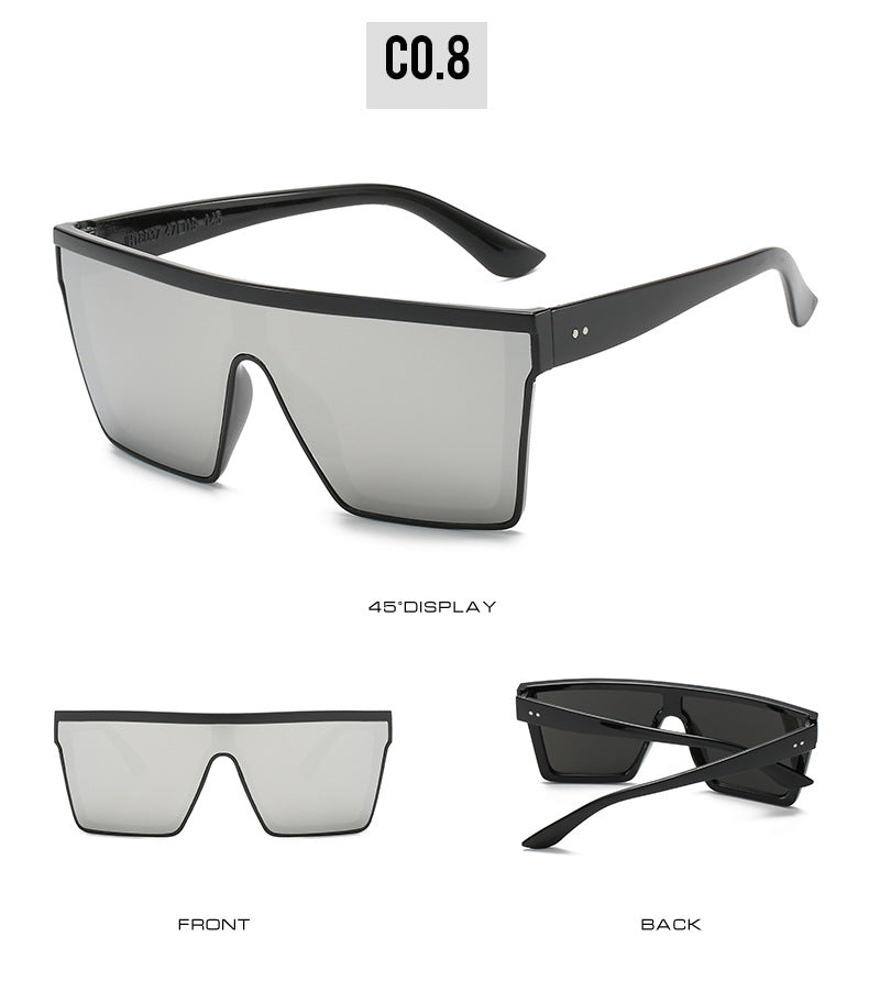 2023 Vintage Male Flat Top Sunglasses Men Brand Black Square Shades UV400 Gradient Sun Glasses For Women Cool One Piece Designer
