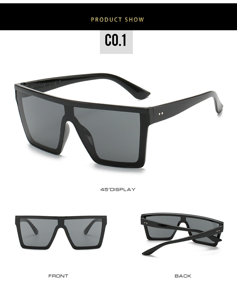 2023 Vintage Male Flat Top Sunglasses Men Brand Black Square Shades UV400 Gradient Sun Glasses For Women Cool One Piece Designer