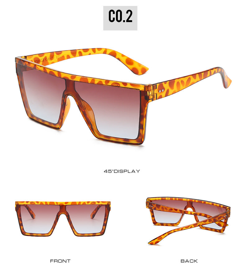 2023 Vintage Male Flat Top Sunglasses Men Brand Black Square Shades UV400 Gradient Sun Glasses For Women Cool One Piece Designer