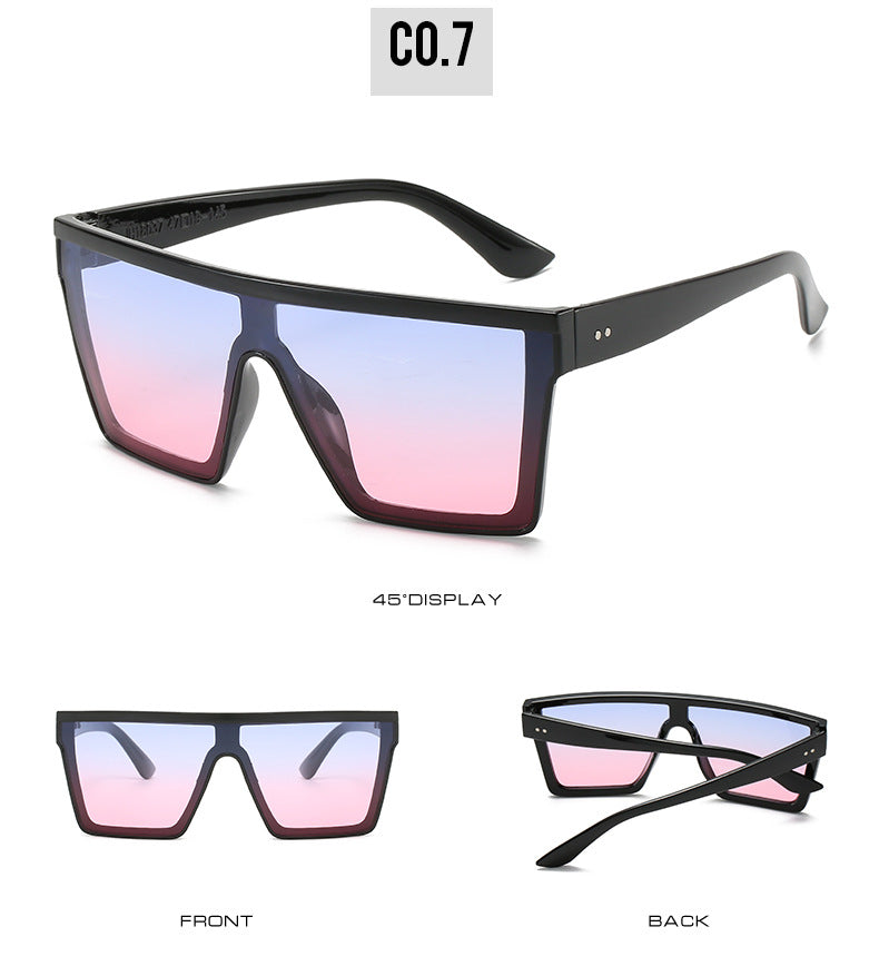 2023 Vintage Male Flat Top Sunglasses Men Brand Black Square Shades UV400 Gradient Sun Glasses For Women Cool One Piece Designer