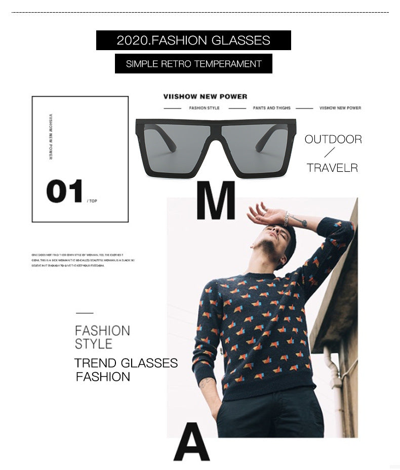2023 Vintage Male Flat Top Sunglasses Men Brand Black Square Shades UV400 Gradient Sun Glasses For Women Cool One Piece Designer