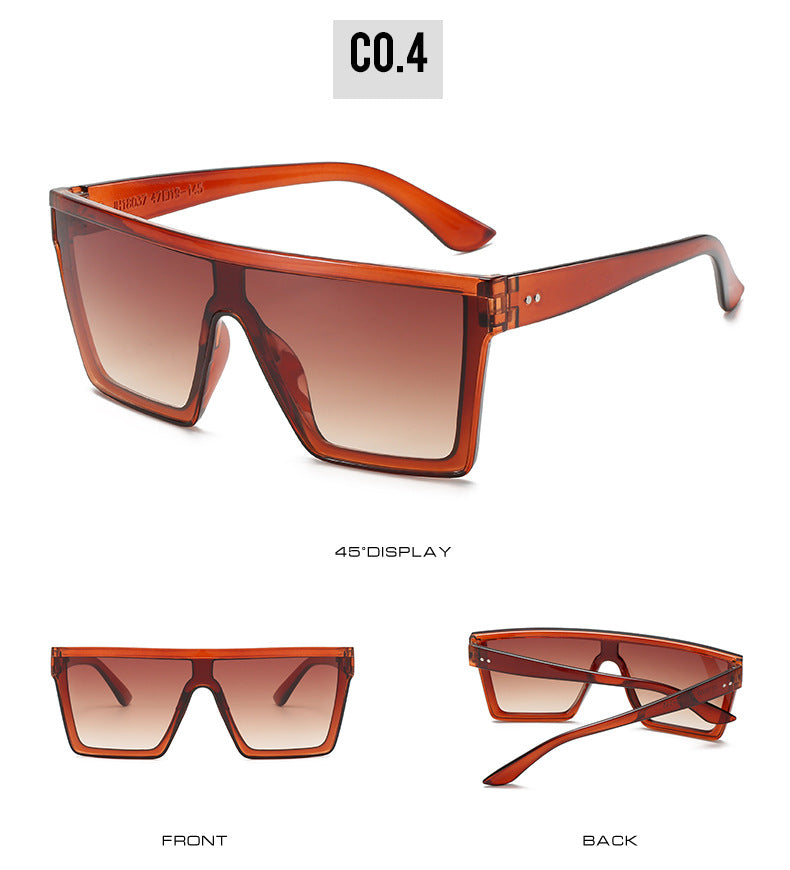 2023 Vintage Male Flat Top Sunglasses Men Brand Black Square Shades UV400 Gradient Sun Glasses For Women Cool One Piece Designer