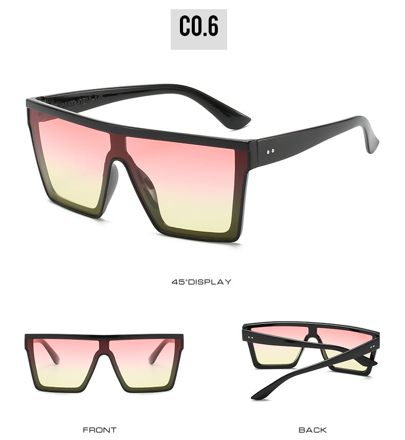 2023 Vintage Male Flat Top Sunglasses Men Brand Black Square Shades UV400 Gradient Sun Glasses For Women Cool One Piece Designer