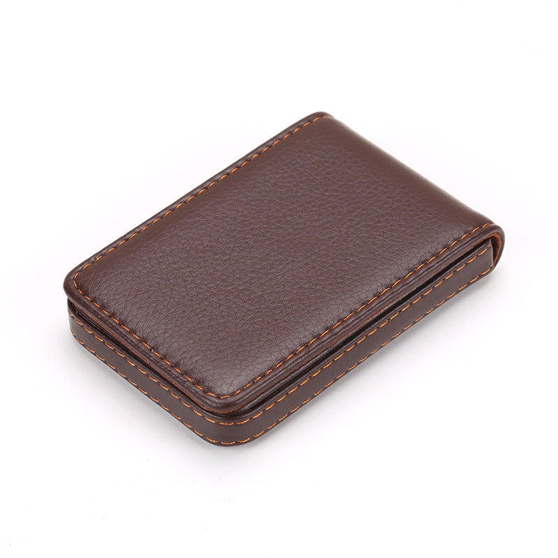 Sized Stitched PU Leather Credit Card Holder Visiting Business Card Case Wallet with Magnetic Shut for Men & Women