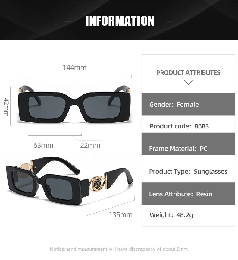 Retro Square Sunglasses For Women Men Vintage Small Frame Fashion Luxury Designer Sun Glasses UV400 Eyewear Trending Products