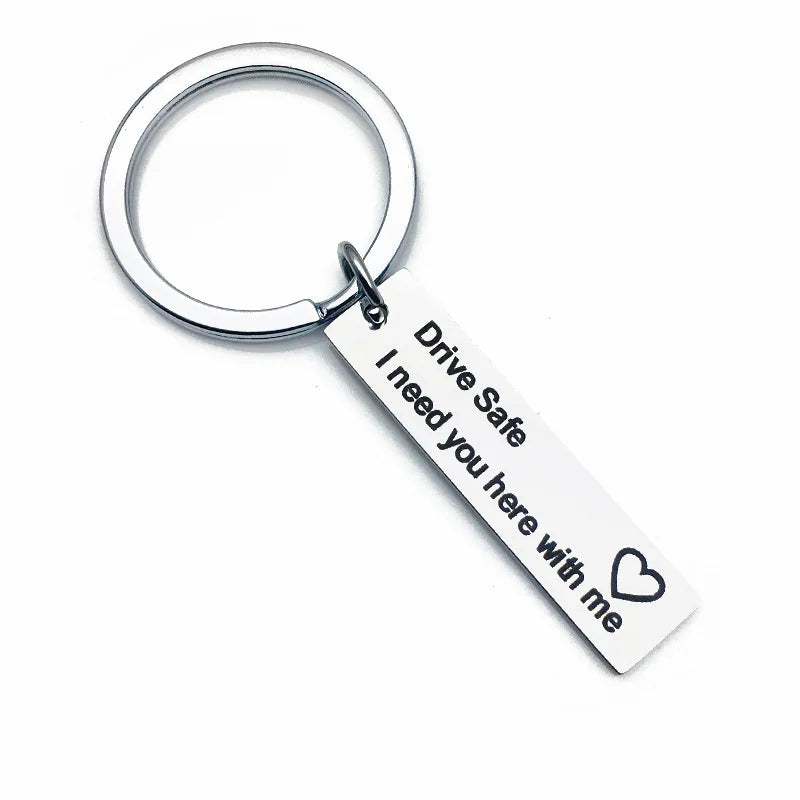 Stainless Steel Drive Safe Hand I Love You Car Motorcycle Wing Metal Fashion Popular Keychain Family Key Ring Popular Small Gift