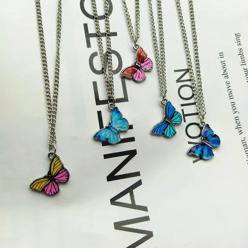Korean Fashion Cute Butterfly Pendant Necklace for Women Golden Color Statement Necklace Jewelry Gifts Wholesale Dropshipping