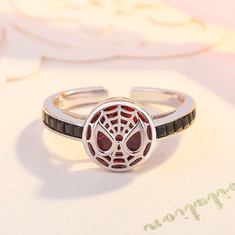 Exquisite Red Spider Mask Zircon Ring Suitable for Men and Women Halloween Fashion Casual Party Jewelry Accessories Gifts