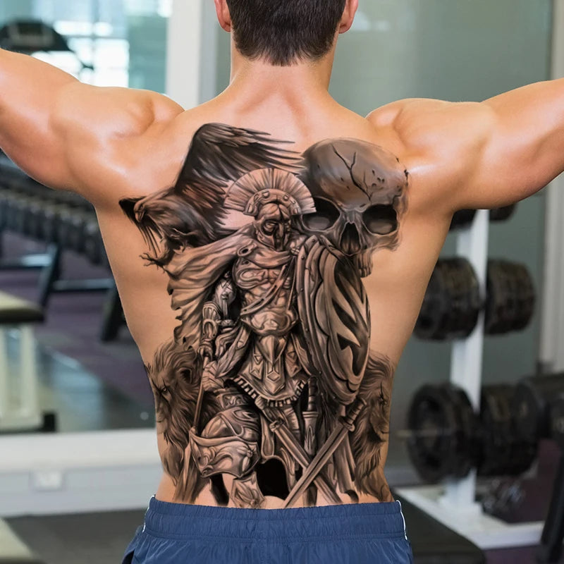 men's tattoo body art full back large temporary tattoos for men women fake tattoo lion king tiger dragon snake sexy tatoo big