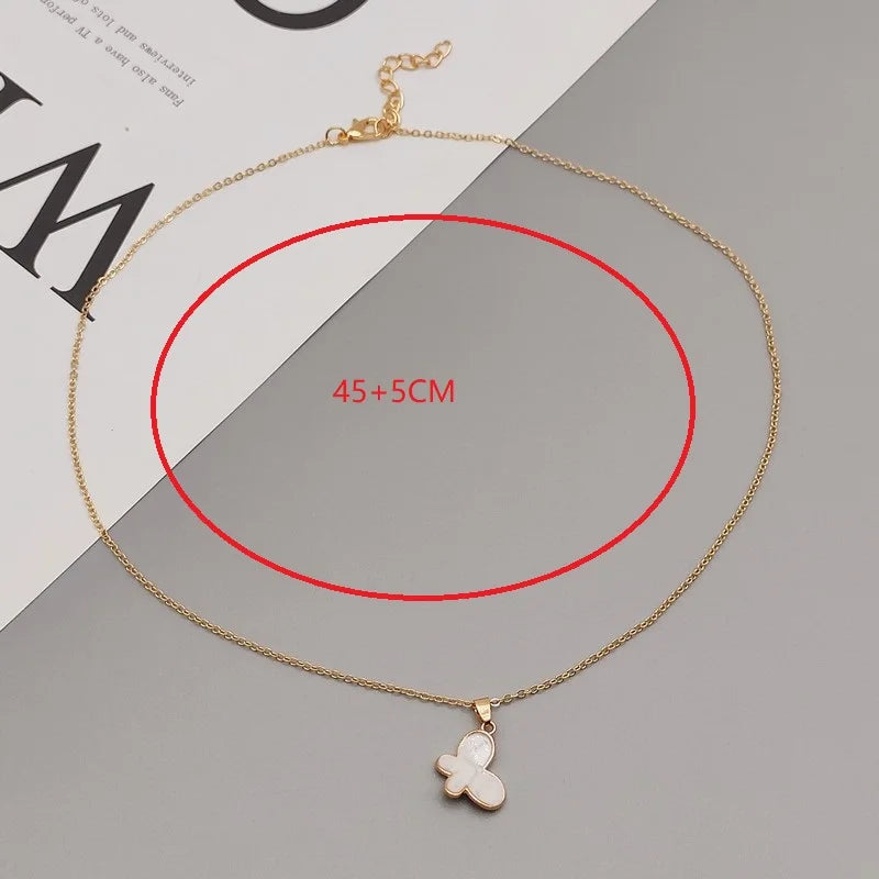 Neklace for Women Cute Lovely Butterfly Pendant Necklace Gift for Friend White Pink Black Korean Style Fashion Neck Jewelry
