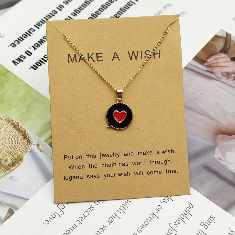 Romantic Sweet  Simple Heart Shape Pendant Link Chain Necklaces for Women Girls Wedding Engagement Accessories Jewelry Wholesale