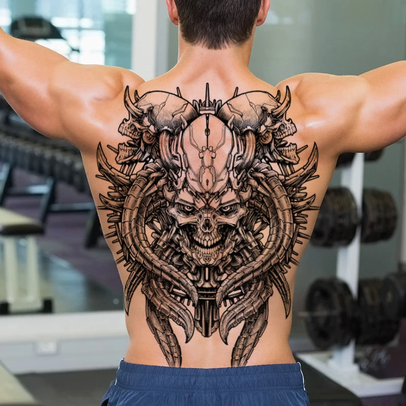 men's tattoo body art full back large temporary tattoos for men women fake tattoo lion king tiger dragon snake sexy tatoo big