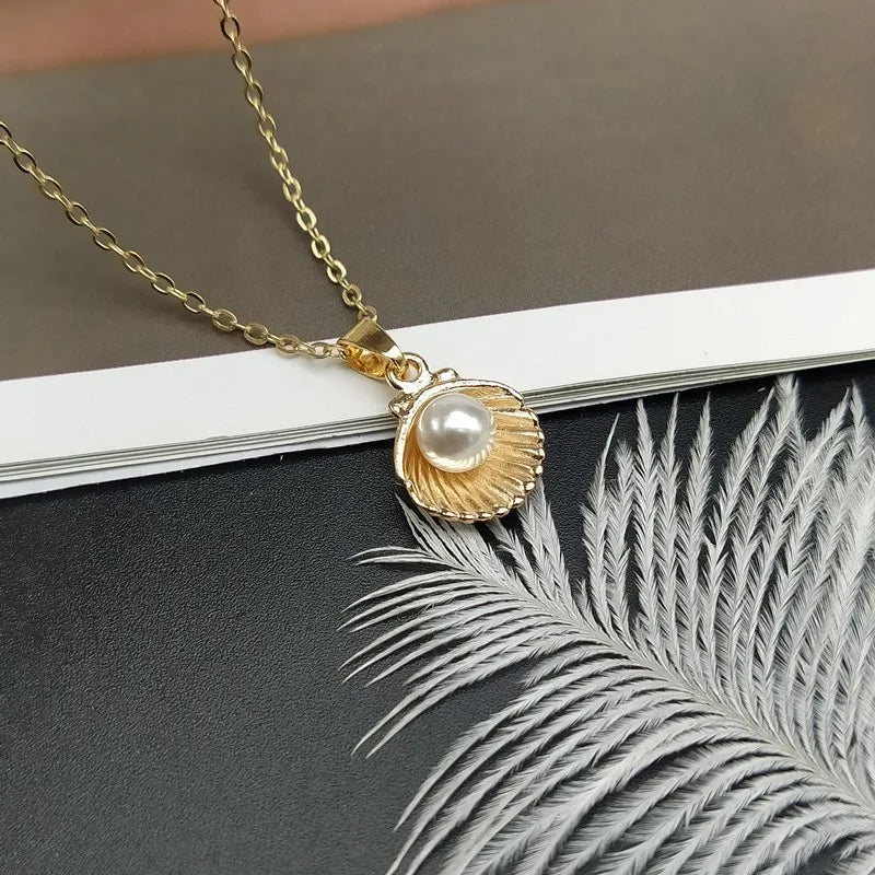 Trendy Fashion  Shell Imitation Pearl Pendant Necklace For Women Fashion Collar Neck Jewelry Wholesale Dropshipping