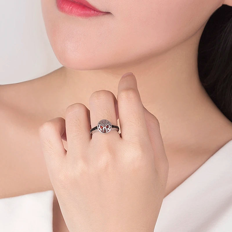 Exquisite Red Spider Mask Zircon Ring Suitable for Men and Women Halloween Fashion Casual Party Jewelry Accessories Gifts