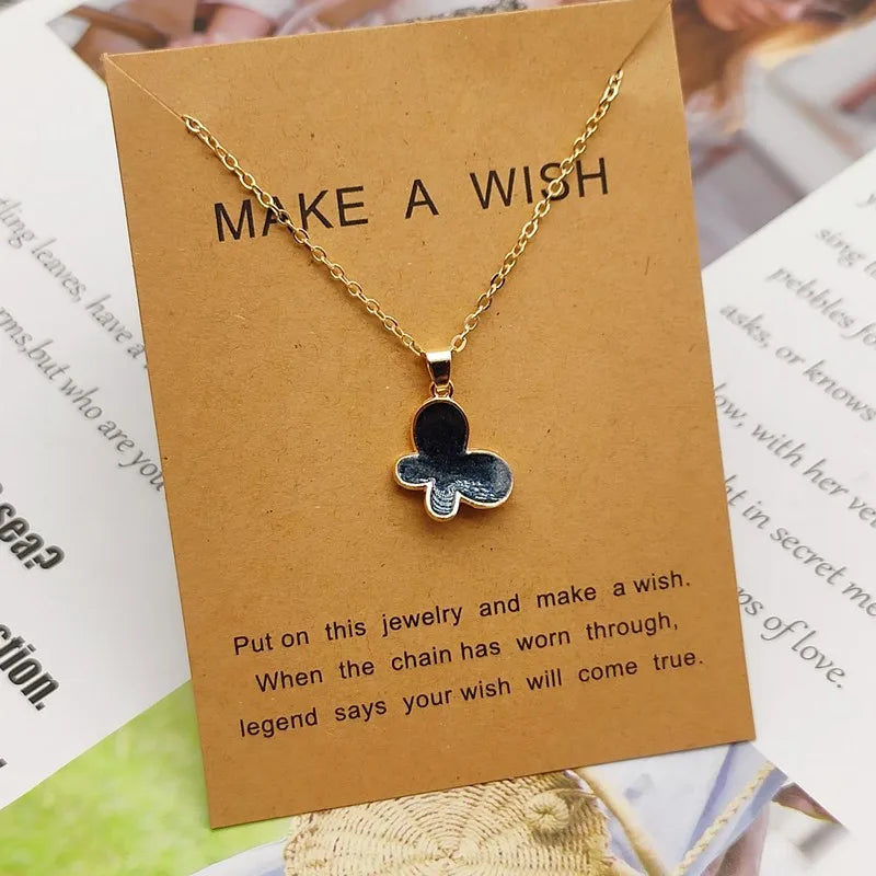 Neklace for Women Cute Lovely Butterfly Pendant Necklace Gift for Friend White Pink Black Korean Style Fashion Neck Jewelry