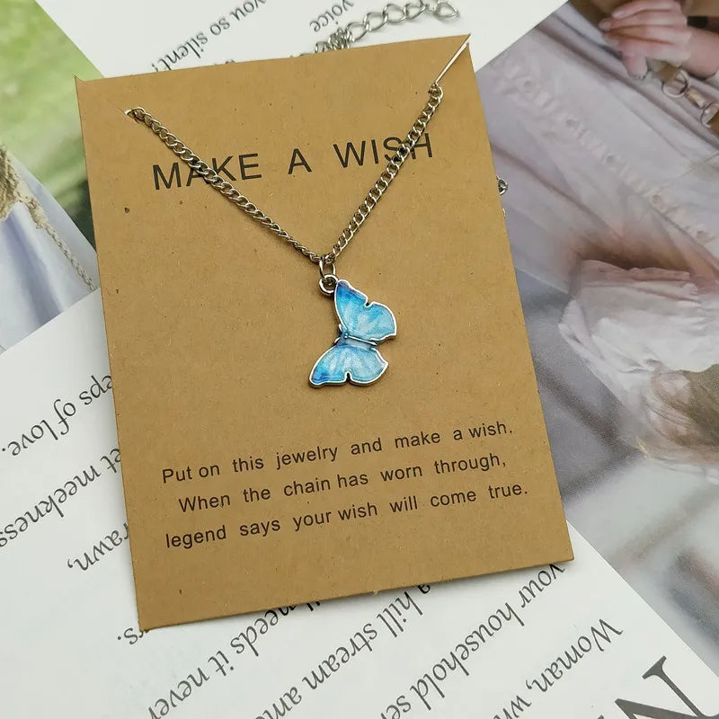 Korean Fashion Cute Butterfly Pendant Necklace for Women Golden Color Statement Necklace Jewelry Gifts Wholesale Dropshipping