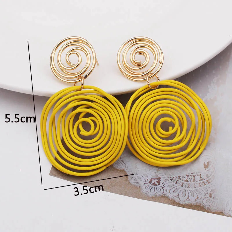 New Women Dangle Earrings Yellow Metal Pendants Geometric Imitation Pearl Drop Earrings Korean Fashion Ear Jewelry pendientes