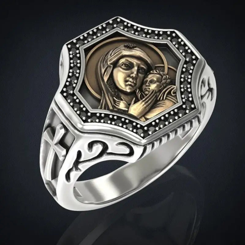 Punk Excalibur Open Ring Vintage Medieval Templar Shield Ring Men's Domineering Cool Trend Jewelry Gift