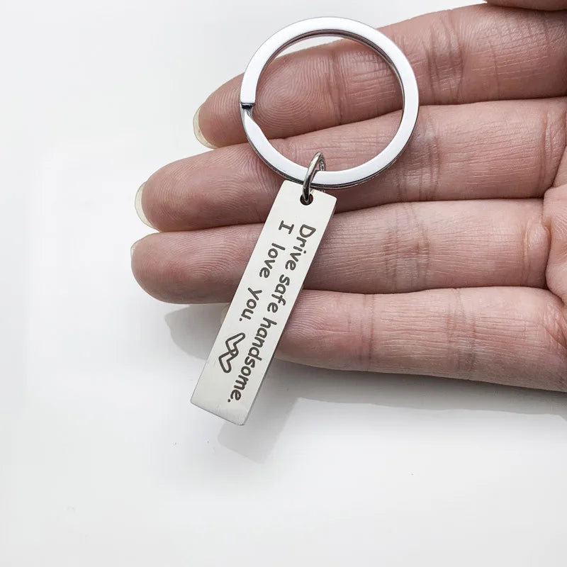 Stainless Steel Drive Safe Hand I Love You Car Motorcycle Wing Metal Fashion Popular Keychain Family Key Ring Popular Small Gift