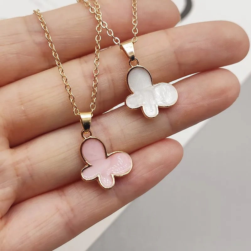 Neklace for Women Cute Lovely Butterfly Pendant Necklace Gift for Friend White Pink Black Korean Style Fashion Neck Jewelry