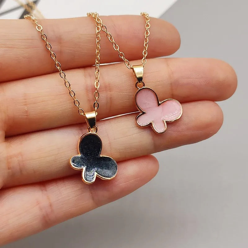 Neklace for Women Cute Lovely Butterfly Pendant Necklace Gift for Friend White Pink Black Korean Style Fashion Neck Jewelry