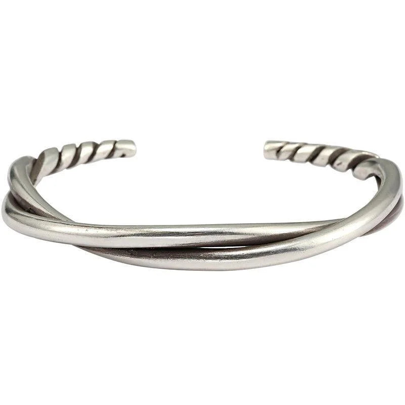 Simple Silver Color Twist Metal Cuff Bracelet Charm Men\\'s Fashion Casual Party Jewelry Biker Accessories Wholesale
