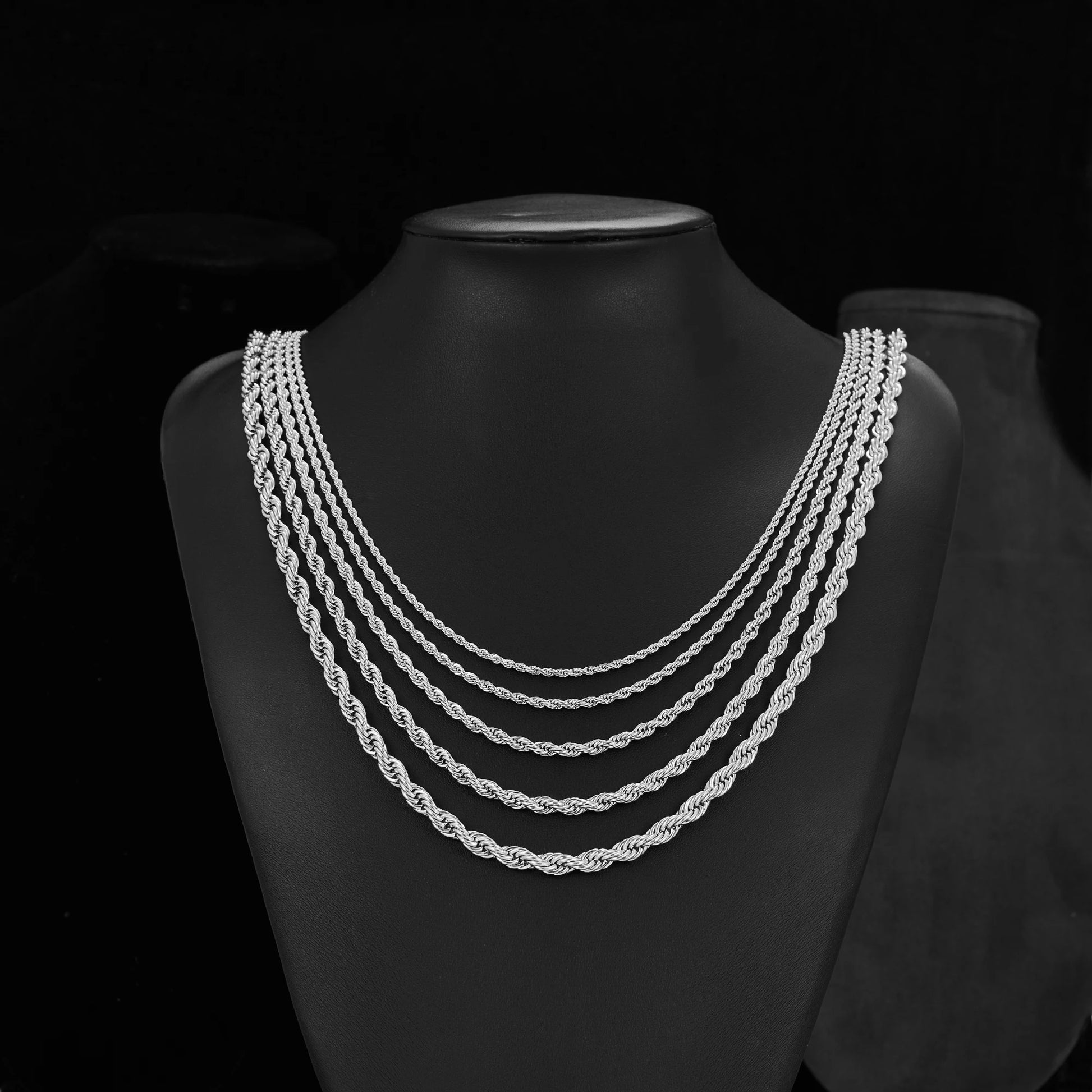 Men's Stainless Steel Punk Twist Rope Chain Necklace for Women Silver Color Neck Choker Waterproof Fashion Jewelry Accessories