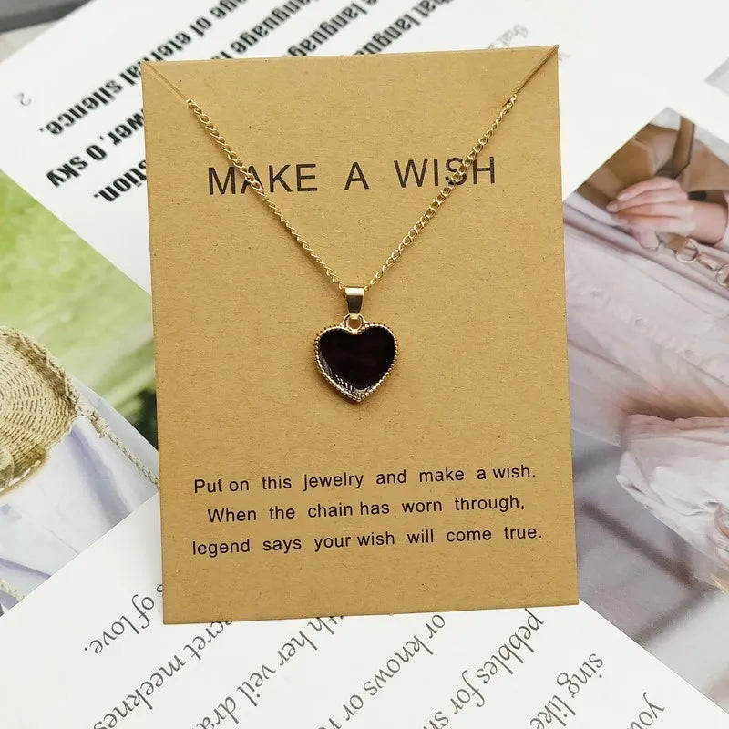 Romantic Sweet  Simple Heart Shape Pendant Link Chain Necklaces for Women Girls Wedding Engagement Accessories Jewelry Wholesale