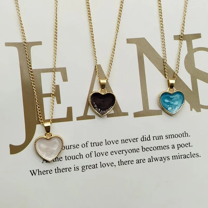 Romantic Sweet  Simple Heart Shape Pendant Link Chain Necklaces for Women Girls Wedding Engagement Accessories Jewelry Wholesale
