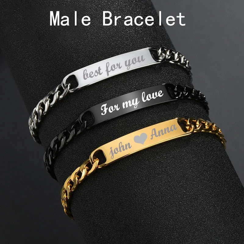 Letdiffery Personalized Eyes Photo Bracelets Stainless Steel Custom Laser Engrave Picture Name Date Men Women Kids Bracelet Gift