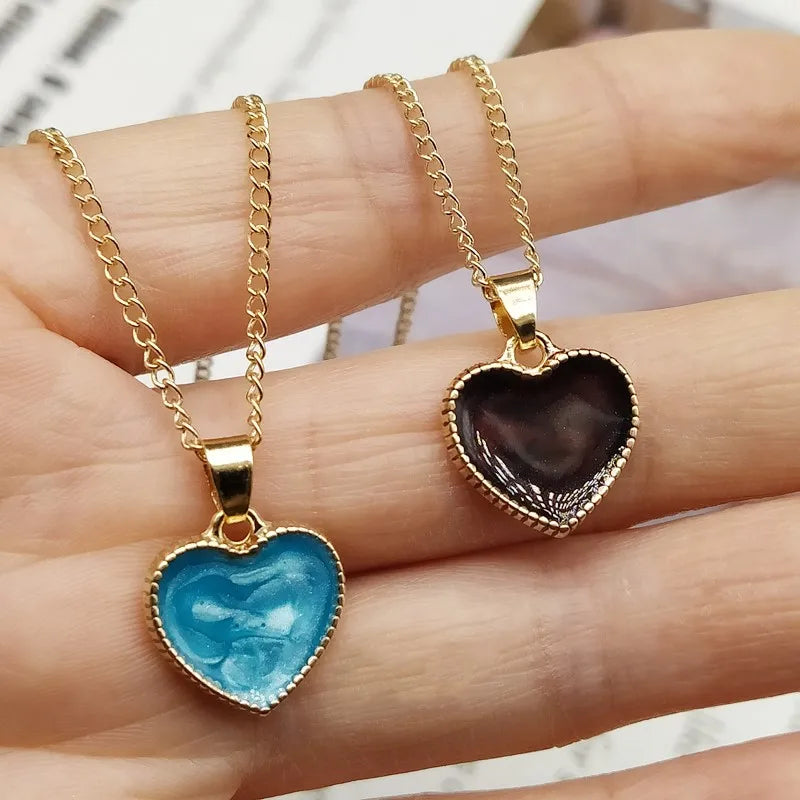 Romantic Sweet  Simple Heart Shape Pendant Link Chain Necklaces for Women Girls Wedding Engagement Accessories Jewelry Wholesale