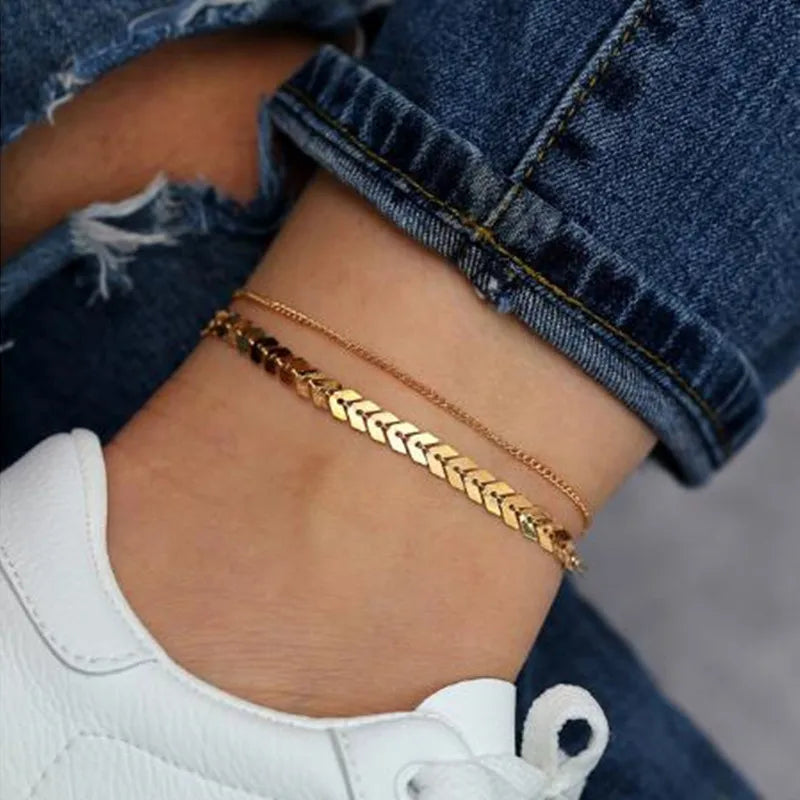 Geometric Ankle Big Circle For Women Foot Anklet Bracet Summer Beach Barefoot Sandals Bracelet Ankle on the leg Female