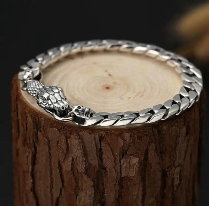 Vintage Gothic Full Skull Bracelet Men\\\'s Motorcycle Riding Rock Bike Hip Hop Punk Jewelry Halloween Gift