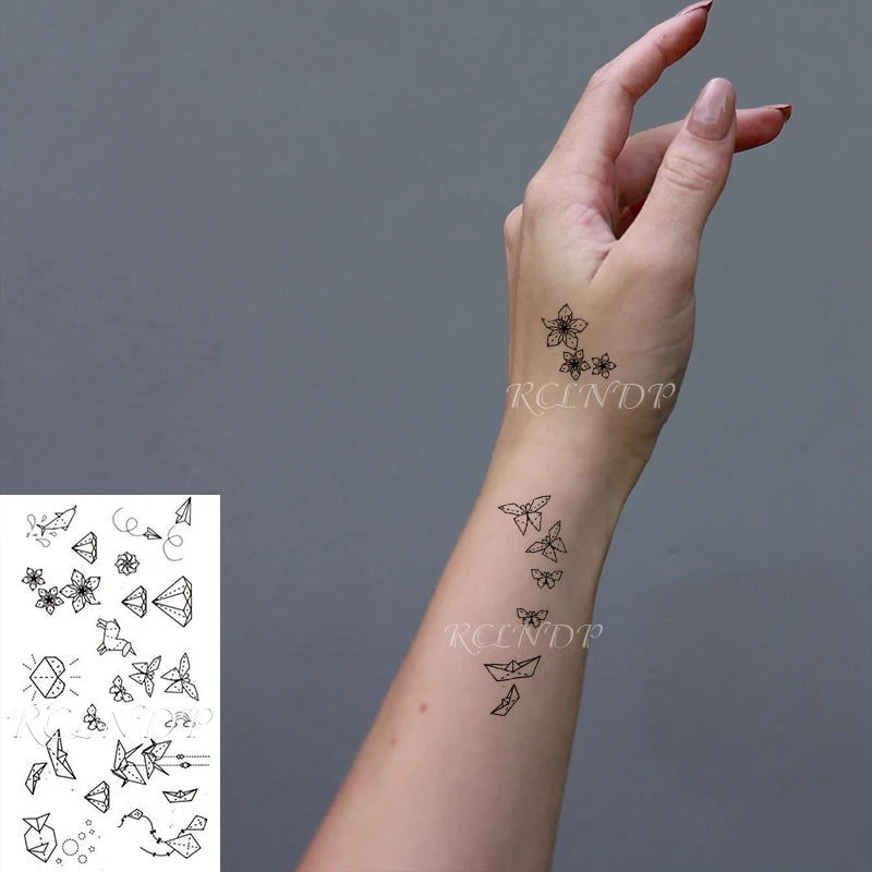 Waterproof Temporary Tattoo Sticker Neck Black Gothic Punk Devil Bull Cross English Letters Flash Tatoo Fake Tatto for Woman Men