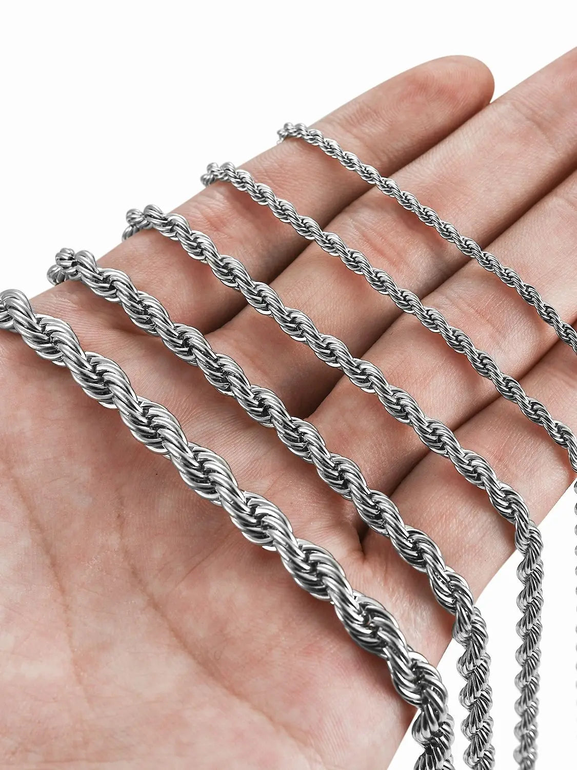 Men's Stainless Steel Punk Twist Rope Chain Necklace for Women Silver Color Neck Choker Waterproof Fashion Jewelry Accessories