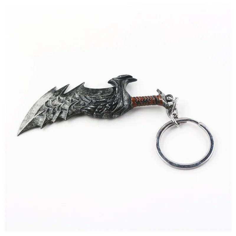 ZRM Fashion God Of War 4 Keychain Kratos Axe Demon Knife Weapons Model Key Chain Chaveiro Men Cosplay Keyring Car Accessory