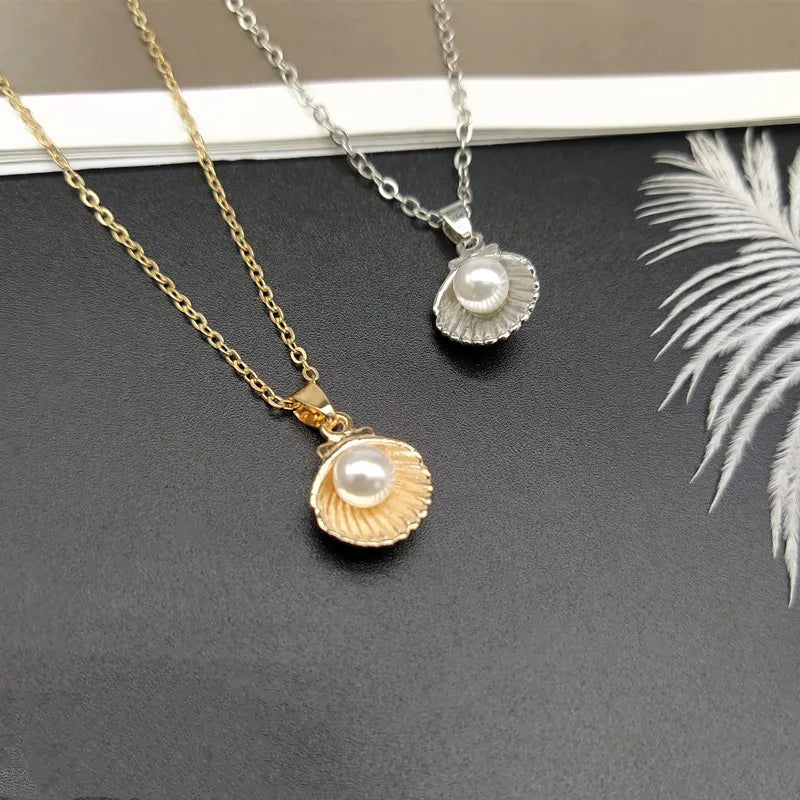 Trendy Fashion  Shell Imitation Pearl Pendant Necklace For Women Fashion Collar Neck Jewelry Wholesale Dropshipping