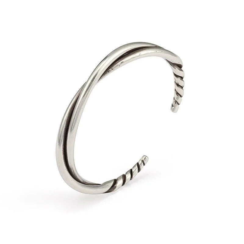 Simple Silver Color Twist Metal Cuff Bracelet Charm Men\\'s Fashion Casual Party Jewelry Biker Accessories Wholesale