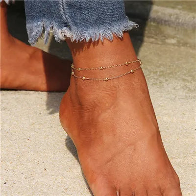 Simple Heart Female Anklets Barefoot Crochet Sandals Foot Jewelry Leg New Anklets On Foot Ankle Bracelets For Women Leg Chain