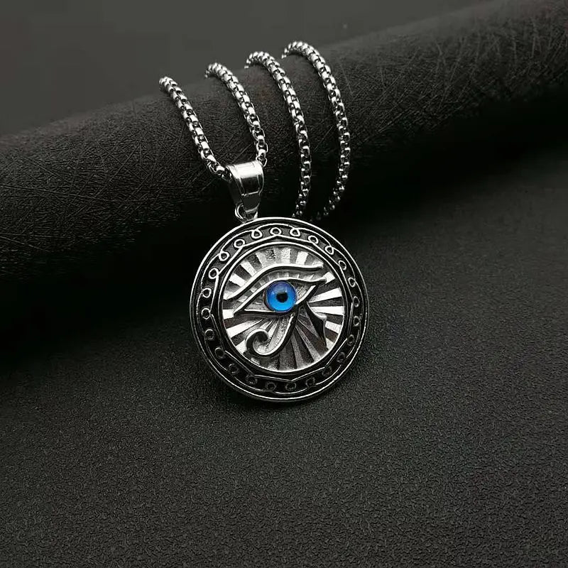 Shining Iced Out Ancient Egyptian God Eye of Horus Cross Pendant Necklace for Men and Women Hip Hop Trendy Amulet Jewelry Gift
