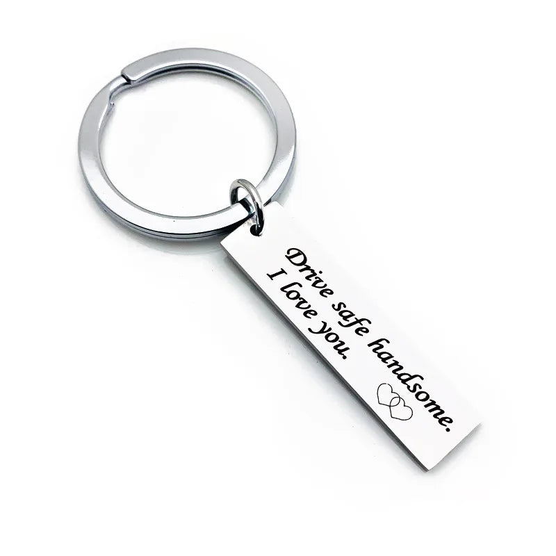 Stainless Steel Drive Safe Hand I Love You Car Motorcycle Wing Metal Fashion Popular Keychain Family Key Ring Popular Small Gift