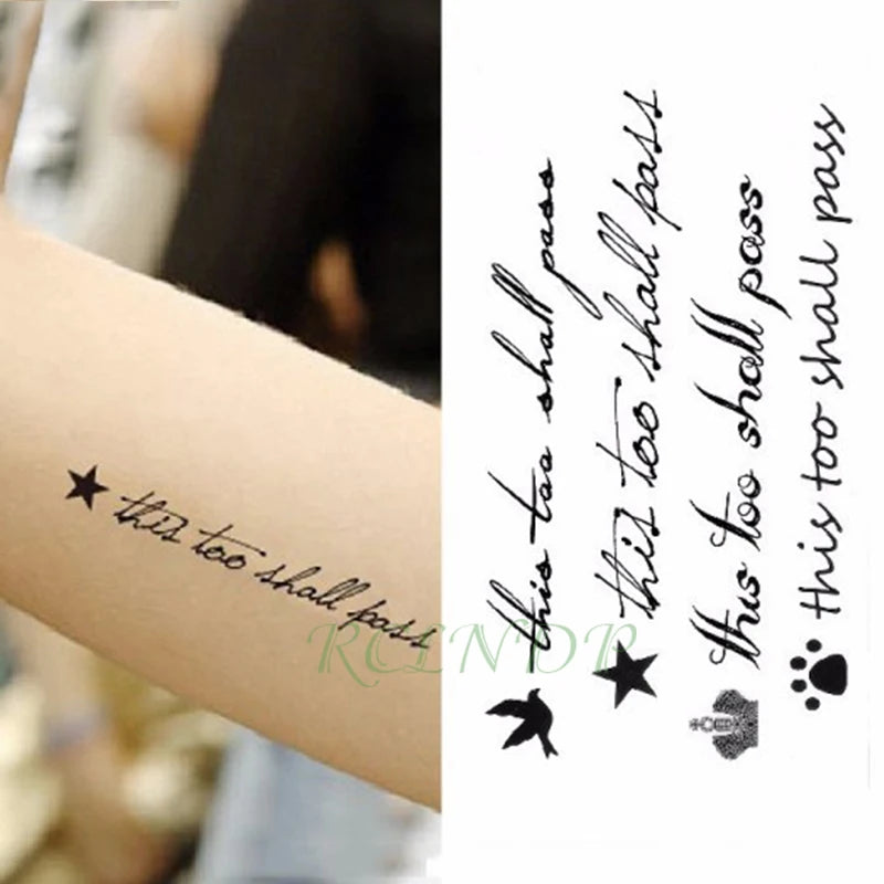 Waterproof Temporary Tattoo Sticker Neck Black Gothic Punk Devil Bull Cross English Letters Flash Tatoo Fake Tatto for Woman Men