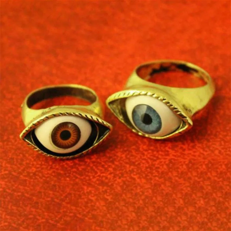 Classic Vintage Turkey Evil Eye Finger Ring Eyeball Punk Goth Jewellery Halloween Gift Fashion Ring for Men Women Wholesale