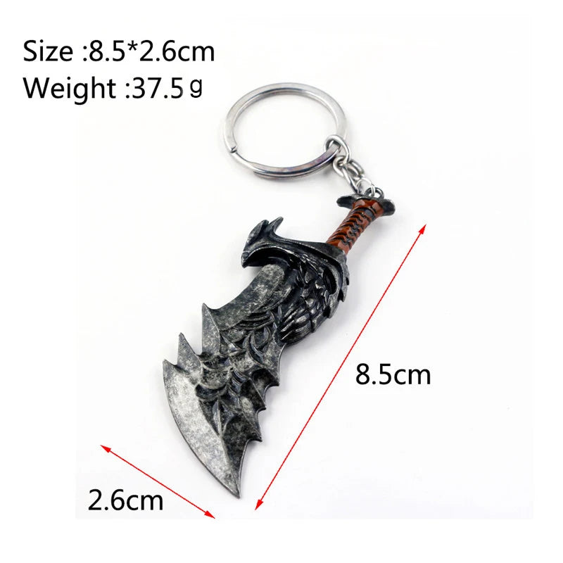 ZRM Fashion God Of War 4 Keychain Kratos Axe Demon Knife Weapons Model Key Chain Chaveiro Men Cosplay Keyring Car Accessory