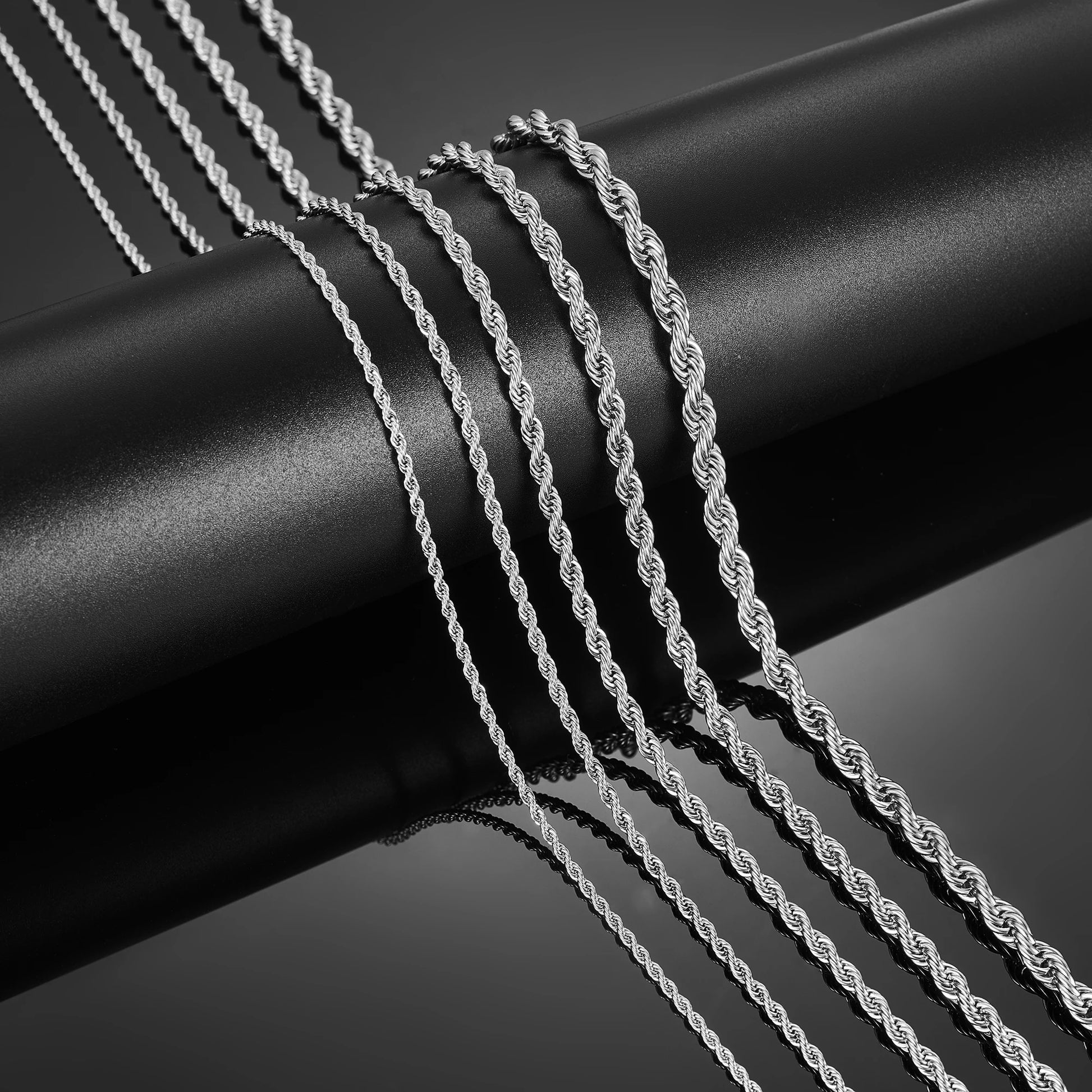 Men's Stainless Steel Punk Twist Rope Chain Necklace for Women Silver Color Neck Choker Waterproof Fashion Jewelry Accessories