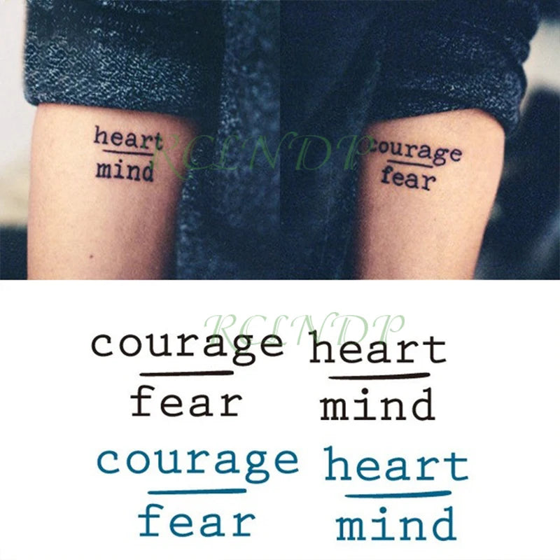 Waterproof Temporary Tattoo Sticker Neck Black Gothic Punk Devil Bull Cross English Letters Flash Tatoo Fake Tatto for Woman Men