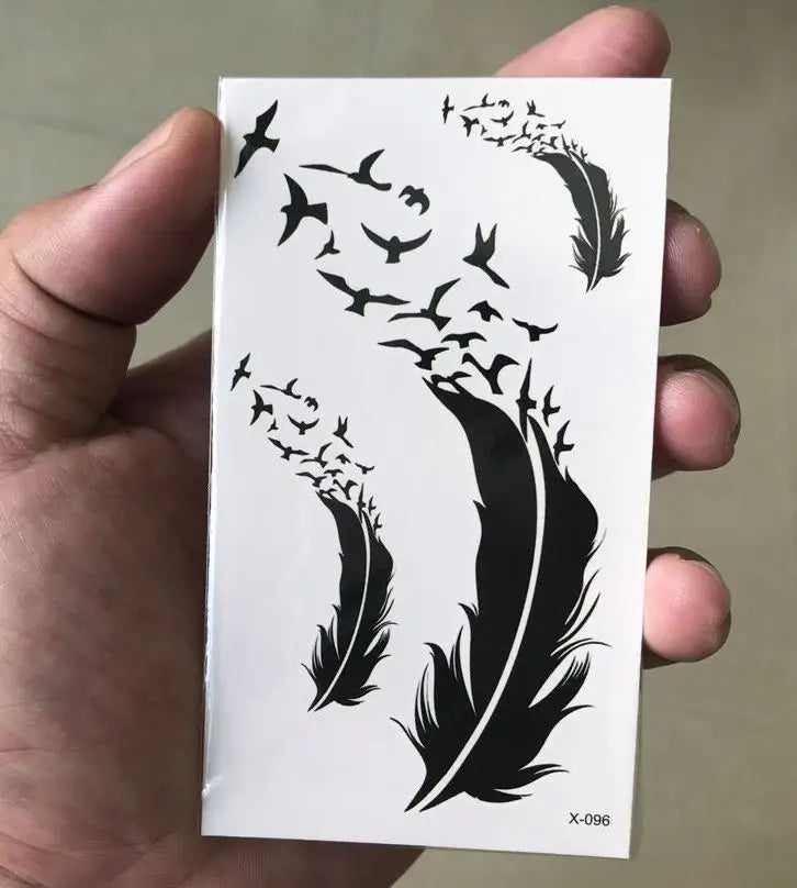 Waterproof Temporary Tattoo Sticker Neck Black Gothic Punk Devil Bull Cross English Letters Flash Tatoo Fake Tatto for Woman Men