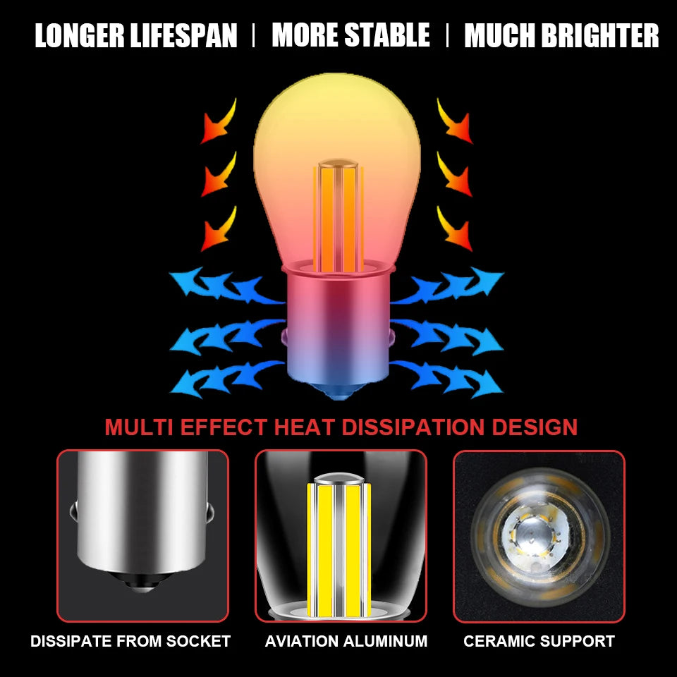 1X Ba15s 1156 Led P21W Vehicle Reverse Turning Lamp 6 Filament Chip Car Light Bulb S25 Auto 12v Drop Shipping Supported